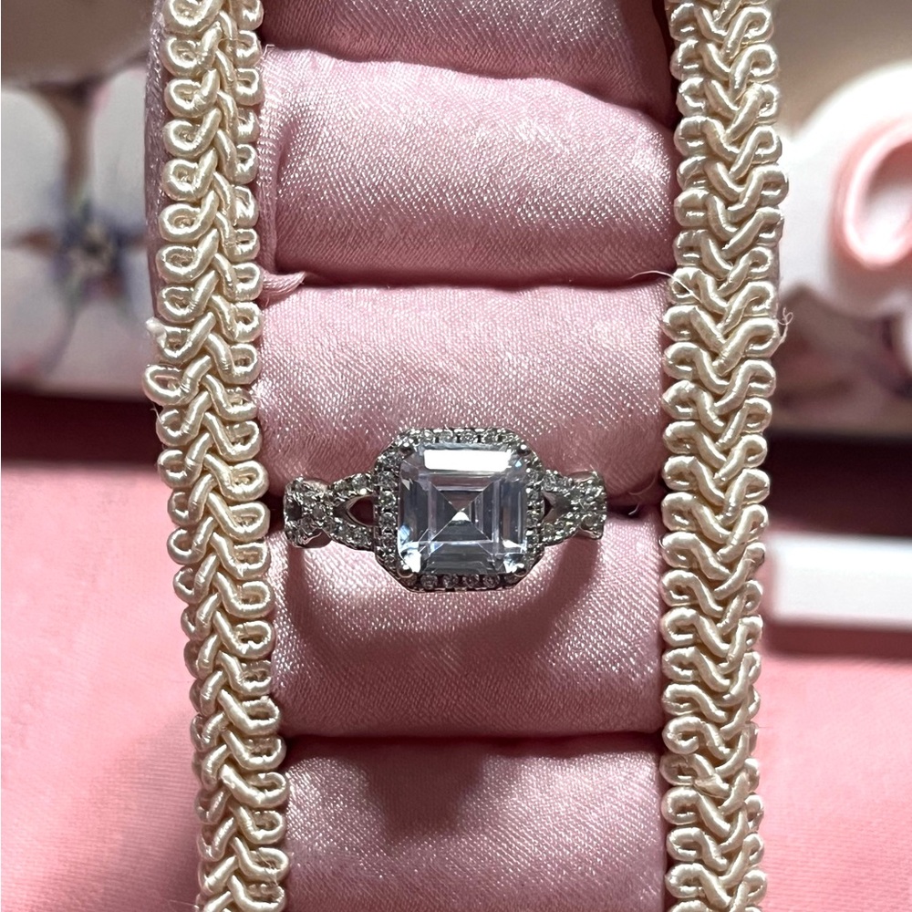 Vintage sterling Silver infinity sides engagement Ring size 8